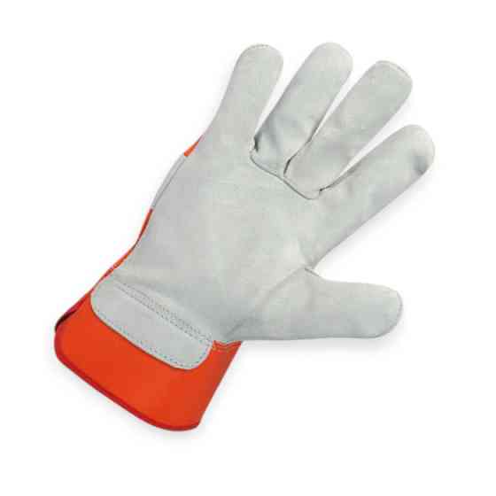 Рукавички "Краги" 27см коров'ячий спилок з тканиною, підкладка бавовна, біло-оранж. Мукачево
