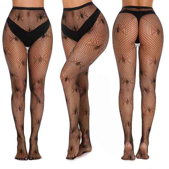 Колготки в сітку з павуками жіночі one size чорний Київ