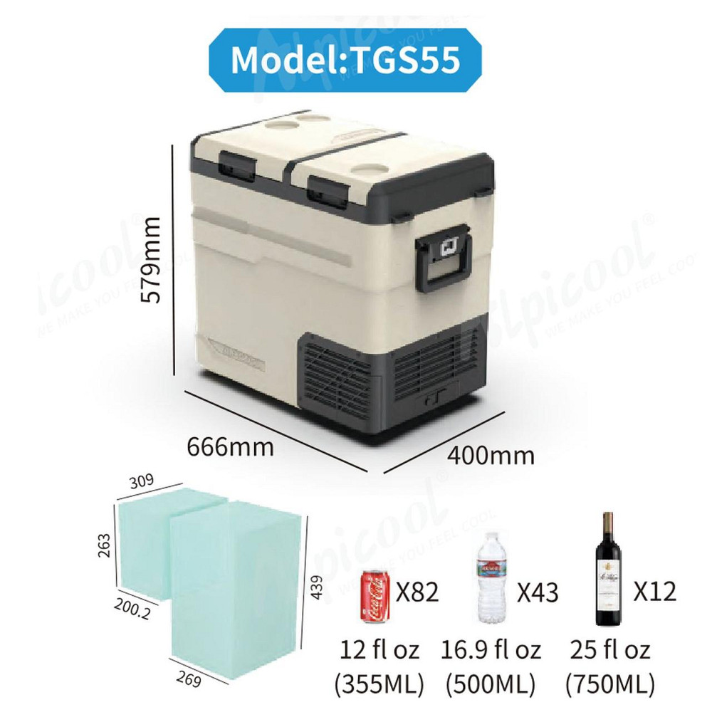 Компресорний автохолодильник Alpicool TGS55 (55 літрів). Двокамерний. До -20℃, (12, 24, 220 вольт) Київ - фото 6