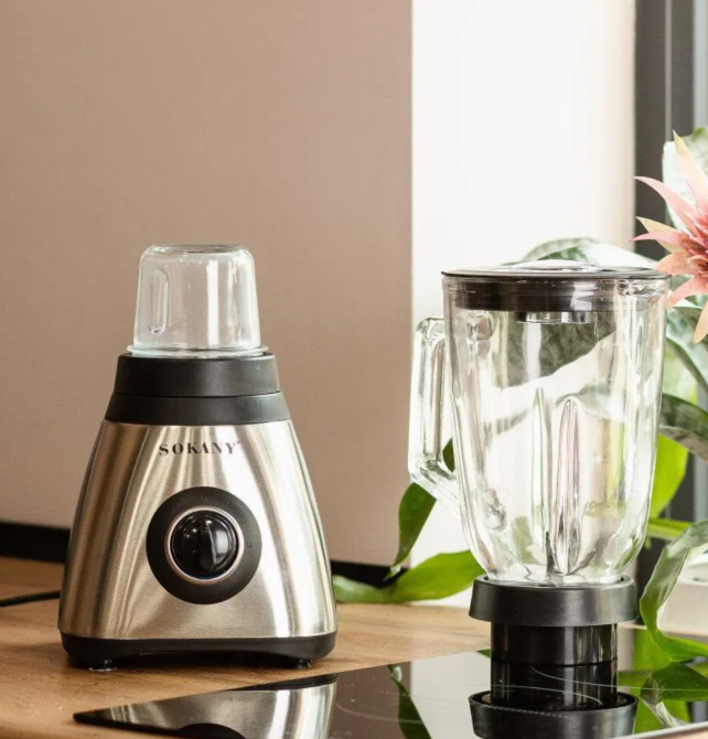 Кухонний універсальний блендер Sokany ,подрібнювач міксер для кухні 2в1 зі скляною чашею і кавомолкою Львів - фото 2