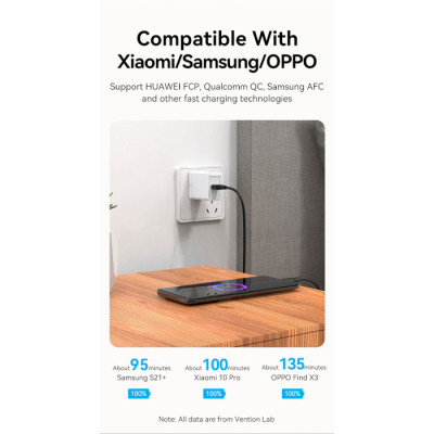 Дата кабель USB 2.0 AM to Type-C 0.5m 3.0A (18W) PVC Vention (CTHBD) Вінниця - фото 8