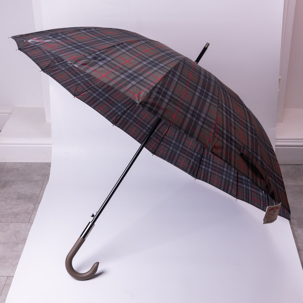 Класична парасолька-тростина напівавтомат з поліестеру 16 спиць діаметр 117 см Сірий HP-23-4G Коломыя - изображение 6