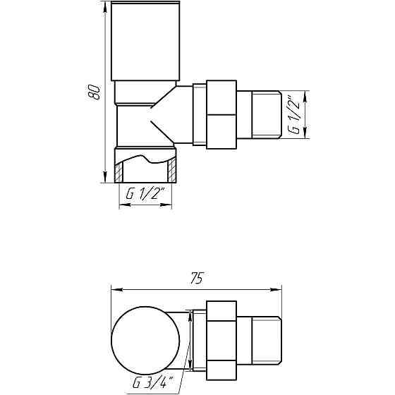 Кран вентильний кутовий з американкою SOLOMON 1/2″ CHROM 1845 Киев