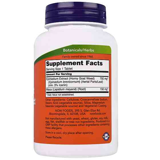 Горянка с макой Now Foods Horny Goat Weed 750 мг 90 таб Киев