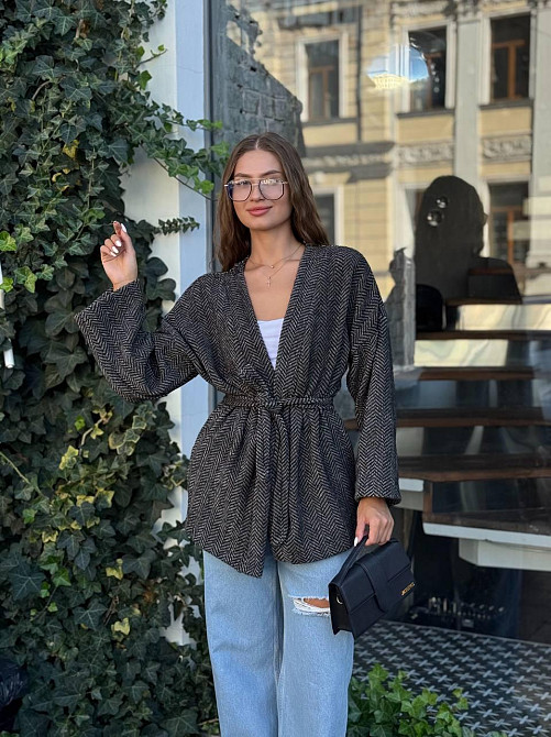 Жіночий теплий модний кардиган альпака Чорно-білий, 42/44 Одеса - фото 2