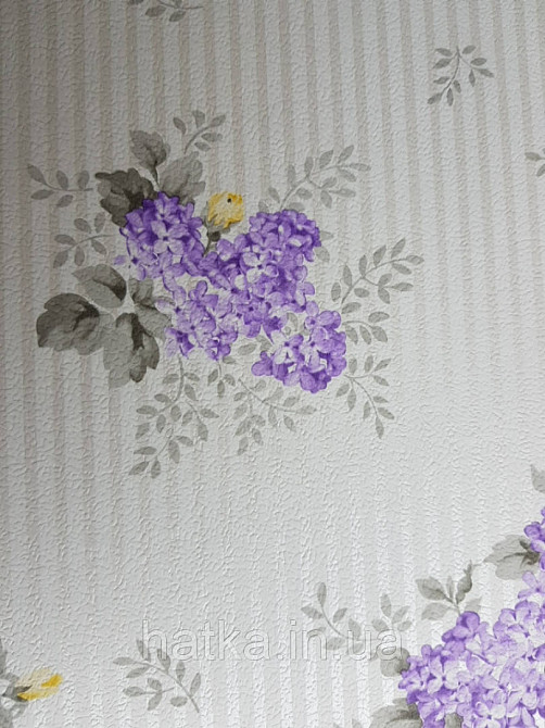 Шпалери вінілові на флізеліні Petite Fleur 4 Rasch Texti 288932 квіти бузок на білому тлі Київ - фото 1