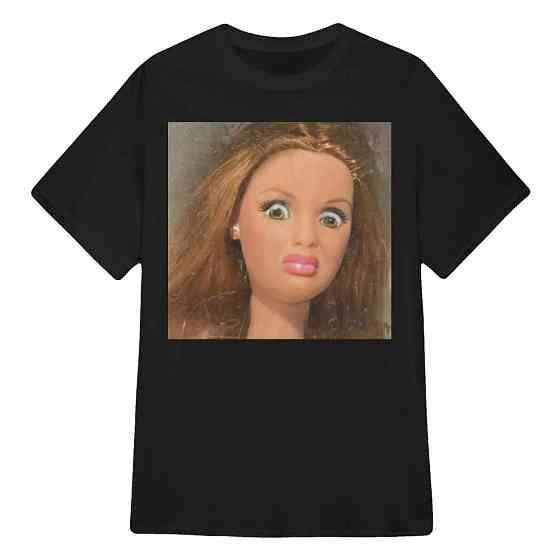 Черная футболка с принтом «Barbie Face Meme» M, Розовый Черновцы