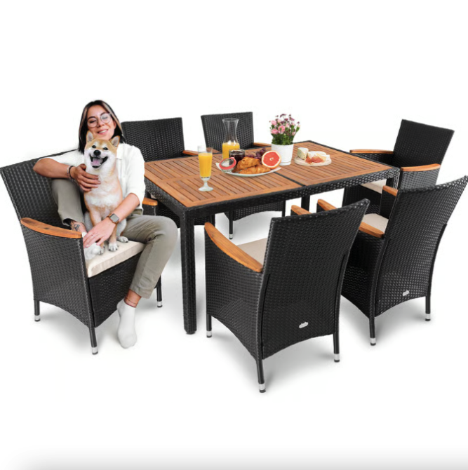 Садові меблі Di Volio VERONA 6+1 чорно-кремові Киев - изображение 1