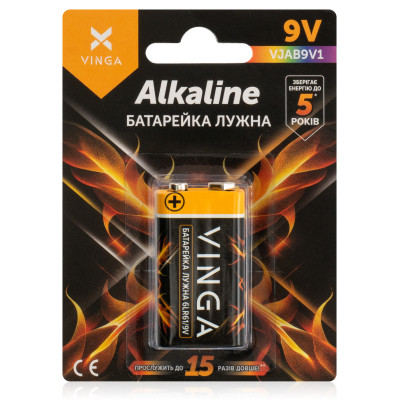 Батарейка 9V 6LR61 Alkaline Vinga (VJAB9V1) Винница - изображение 1
