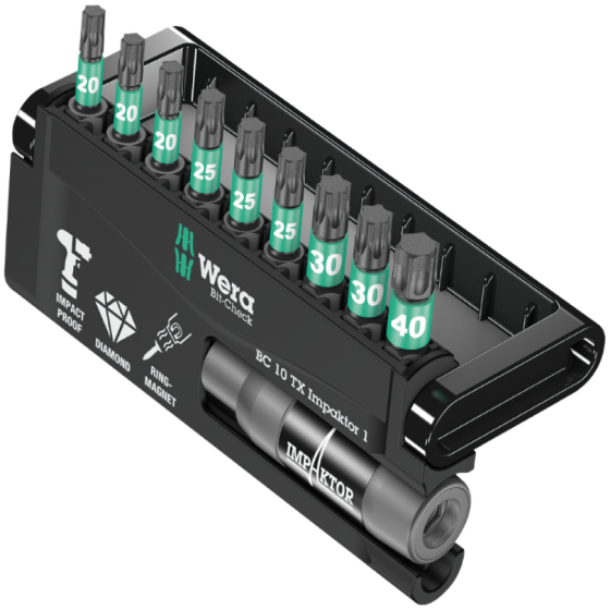 Набір ударних біт Torx Wera Bit-Check 10 TX Impaktor 1 з алмазним покриттям 10шт. 05057688001 Одеса