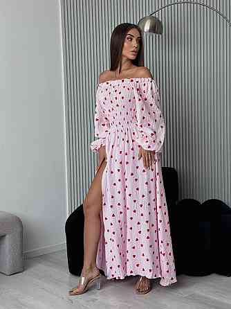 Жіноче романтичне легке максіплаття із серцем муслін 100% бавовна Рожевий, 46/48 Одеса