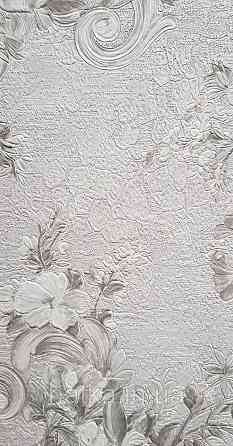 Шпалери вінілові на флізеліні AdaWall Signature1.06х10 квіти гілки листя структурне біле срібло 3д Київ