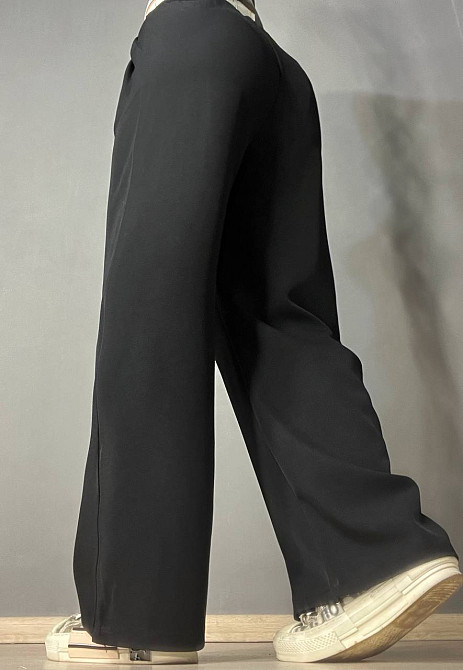 Брюки женские A-N 25110 палаццо широкие высокая талия на резинке со шнурком черные, черный, XL Киев - изображение 19