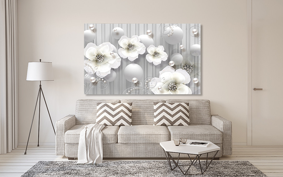 Картина холст в гостиную / спальню   Білі квіти   MLP_270 80x120 см Киев - изображение 2
