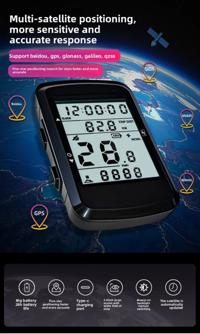 Велокомп'ютер акумуляторний GPS MB-003 LCD-2.4" підсвітка екрана (14 функцій) Київ - фото 10