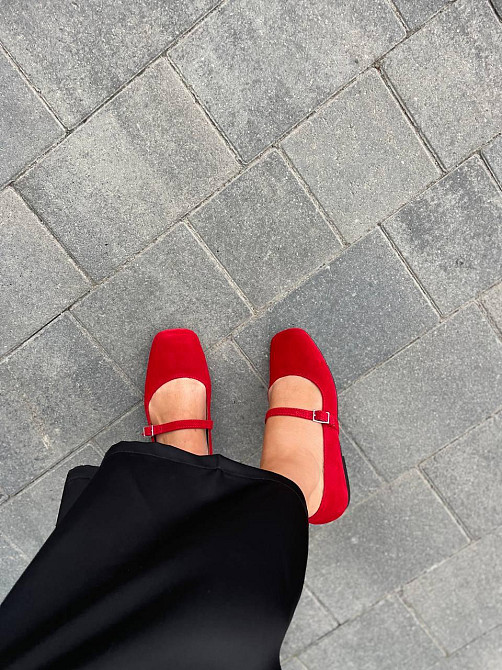 Балетки женские SEE SEVEN красные натуральная замша с квадратным носком размер 36-41 (1516) Коломыя - изображение 8