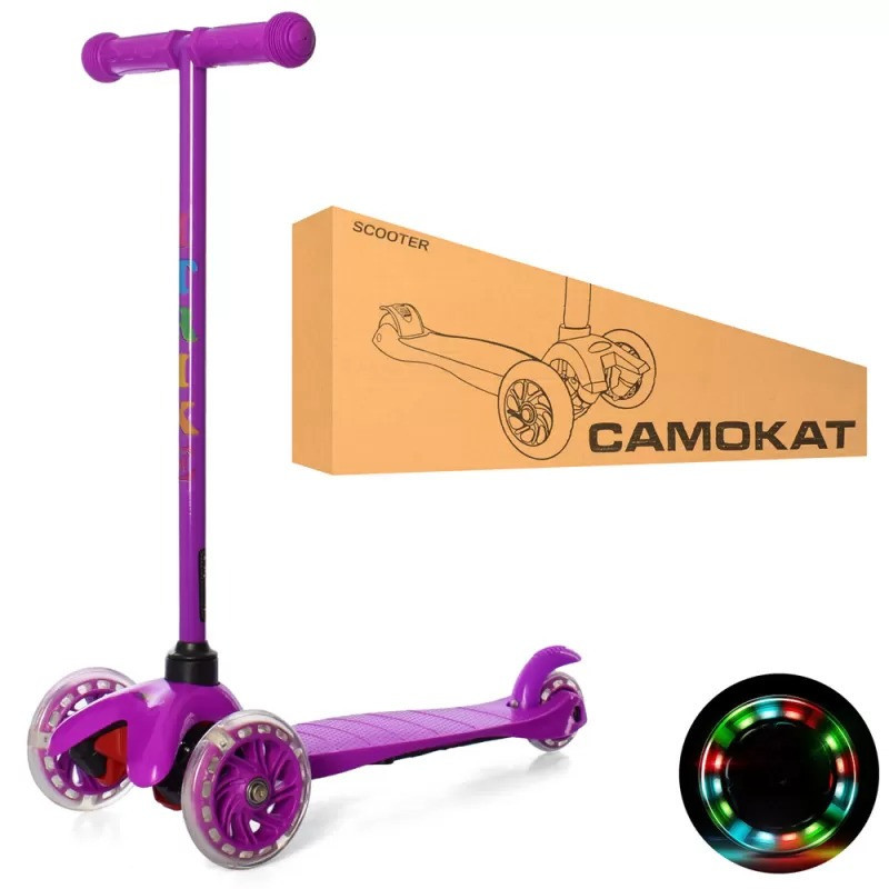 Самокат детский трехколесный iTrike Mini BB 3-013-5-V со светящимися колесами, Фиолетовый Каменец-Подольский - изображение 2