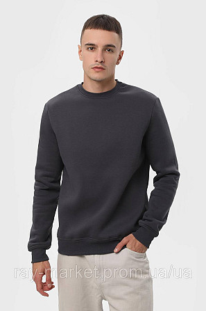 Світшот чоловічий базовий утеплений RAY BASIC темно-сірий (U0301M-Dark Grey) L, Демісезонна, Тринитка з начосом (на флісі) Київ - фото 1
