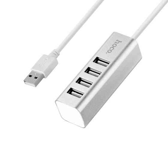 USB-хаб HOCO HB1 на 4 порти, сріблястий Київ