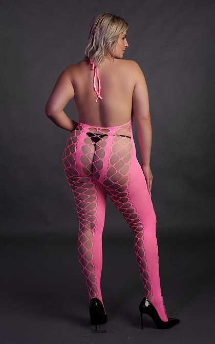 Бодістокінг - Ouch! Bodystocking With Halterneck Pink, XL/4XL Sex Aura Київ - фото 7