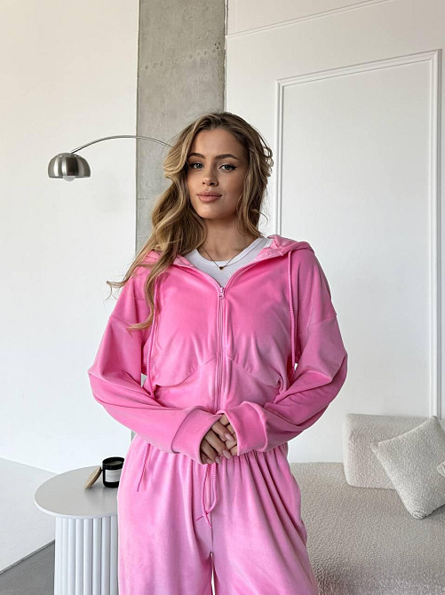 Женский повседневный костюм двойка: кофта и штаны велюр Розовый, 42/44 Одесса - изображение 5