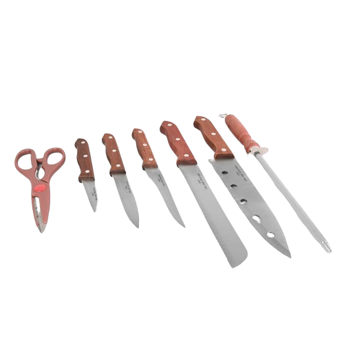 Набір ножів Rainbow 7 предметів на підставці дерев'яні ручки MR-1403 Maestro Житомир