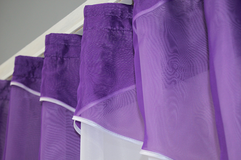 Кухонная тюль арка с ламбрекеном VR-Textil № 025к белый с фиолетовым 270х170 см (52-0784) Киев - изображение 3