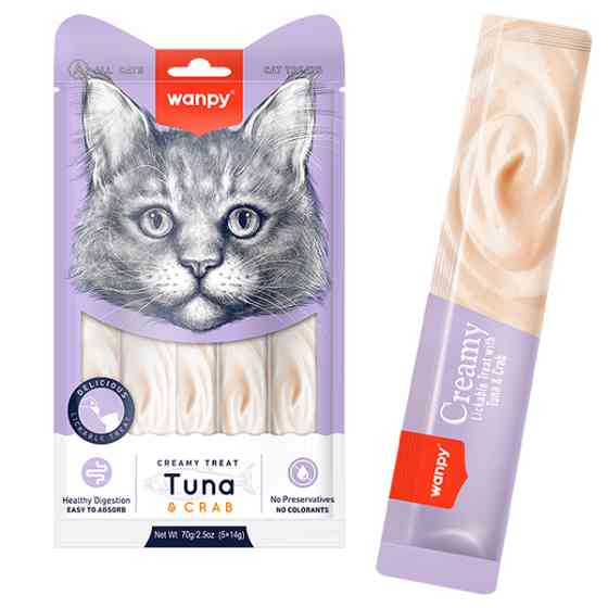 Wanpy Creamy Lickable Treats Tuna & Crab ВАНПИ ТУНЕЦ С КРАБОМ жидкое лакомство для котов Киев