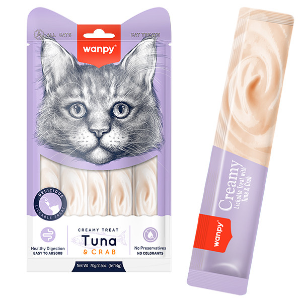 Wanpy Creamy Lickable Treats Tuna & Crab ВАНПИ ТУНЕЦ С КРАБОМ жидкое лакомство для котов Киев - изображение 1