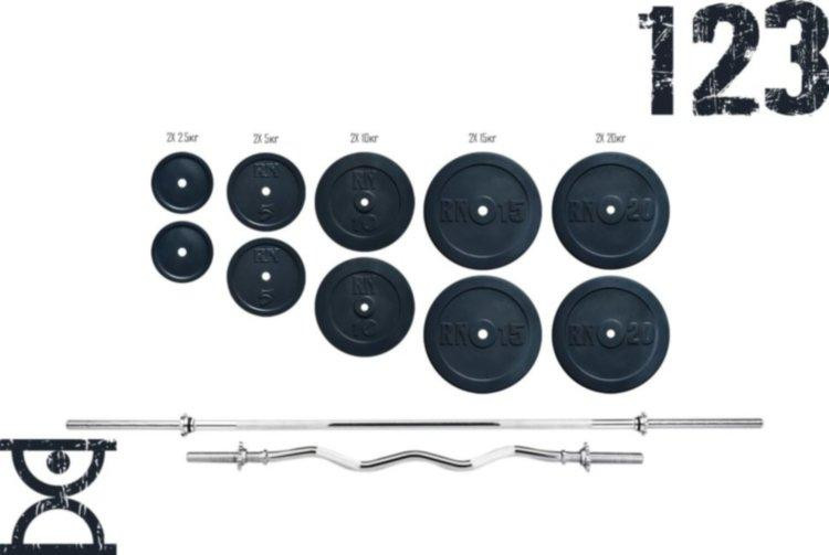 Штанга наборная 115 кг + W-образный гриф Гантели, гири, штанги и диски гранилит Киев - изображение 1
