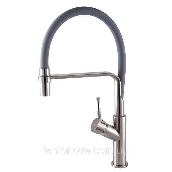 Смеситель для кухни Globus Lux DENVER Flex GDF-32-08-02 Сталь-Серый Гофроизлив, латунь Черновцы