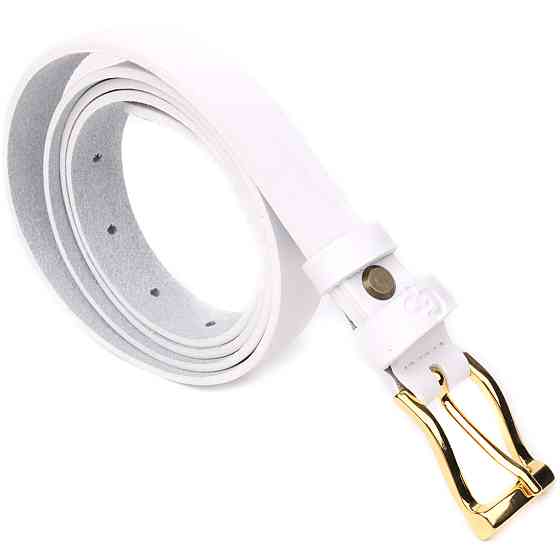 Стильний тонкий шкіряний ремінь для жінок GRANDE PELLE 22948 Білий Київ