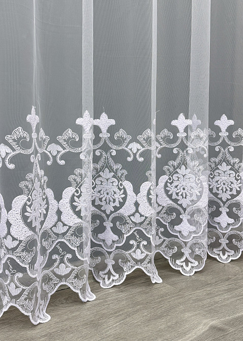 Тюль VR-Textil 1820т Фатин з вишивкою Білий 200х270 см (42-0926) Київ - фото 7