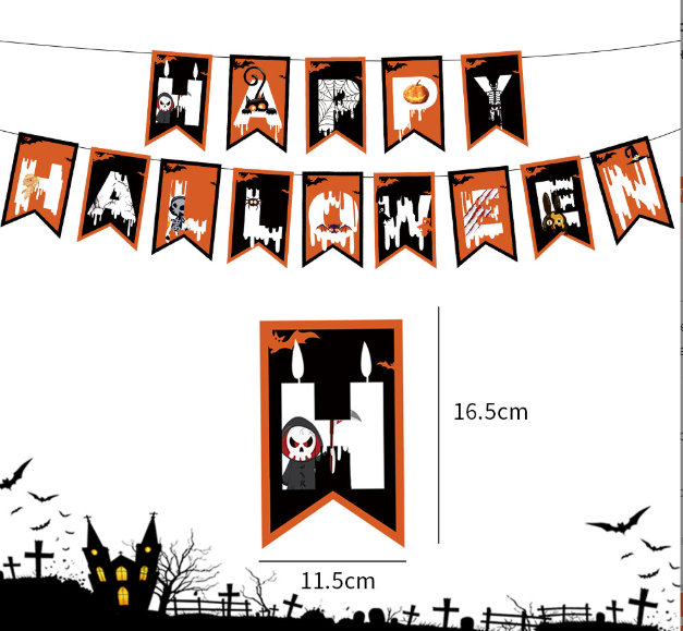 Гирлянда Хэллоуин бумажная флажки Happy Halloween 3 м разноцветный Киев - изображение 2