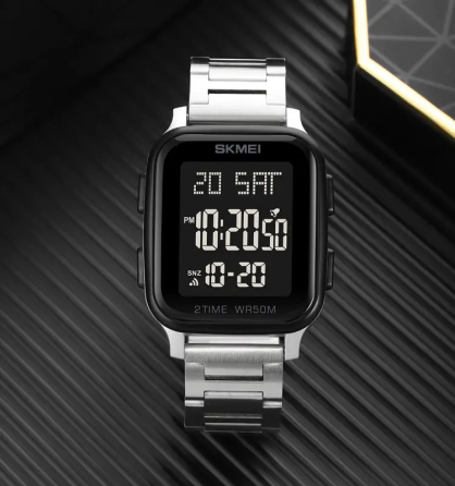 Чоловічий наручний годинник Skmei 1859 на браслеті (Сріблястий) Київ