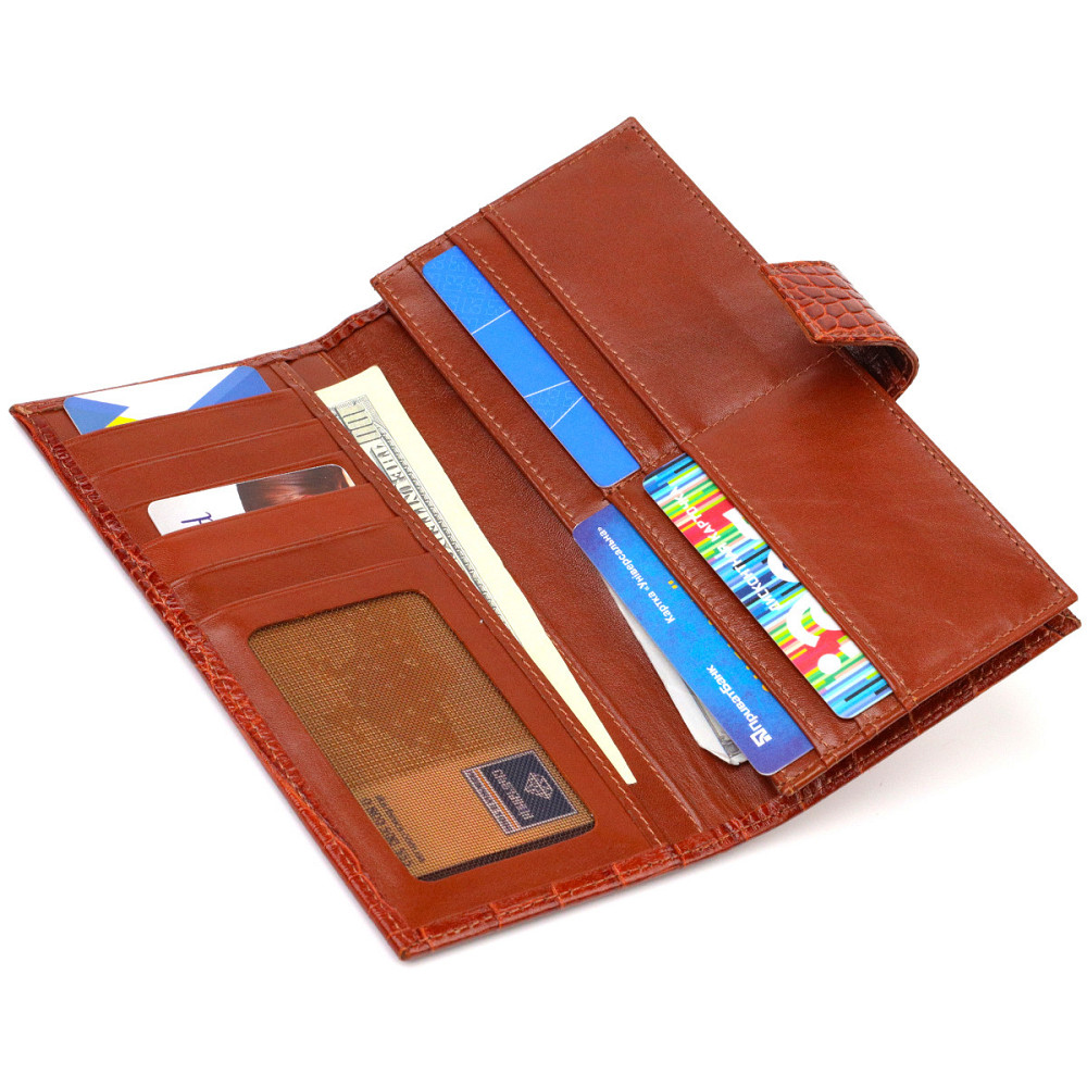 Ультрамодный кошелек для мужчин из натуральной кожи с тиснением под крокодила CANPELLINI 21918 Рыжий Киев - изображение 7