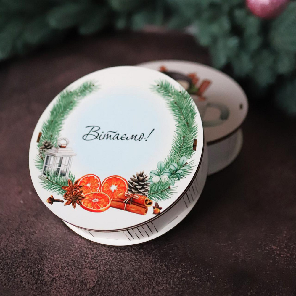 Подарунковий набір горіхів у дерев'яній коробочці 300 г. Новорічна. Одеса - фото 5