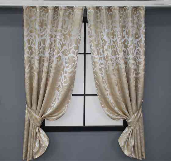 Комплект коротких штор VR-Textil жакард Вензель №416ш 130х170 см 2 шт Бежевий (35-0041) Київ