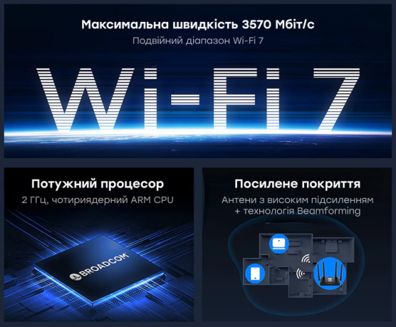 Маршрутизатор двухдиапазонный Cudy WR3600H 2.5G Wi-Fi 7 Mesh Винница