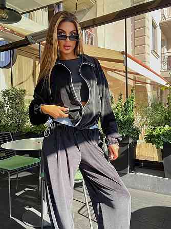 Жіночий стильний повсякденний костюм із ніжного велюру Чорний, 46/48 Одеса