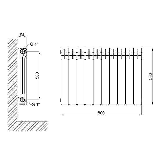 Радиатор алюминиевый Thermo Alliance All-Vulcan 500/96 1,05 кг Киев