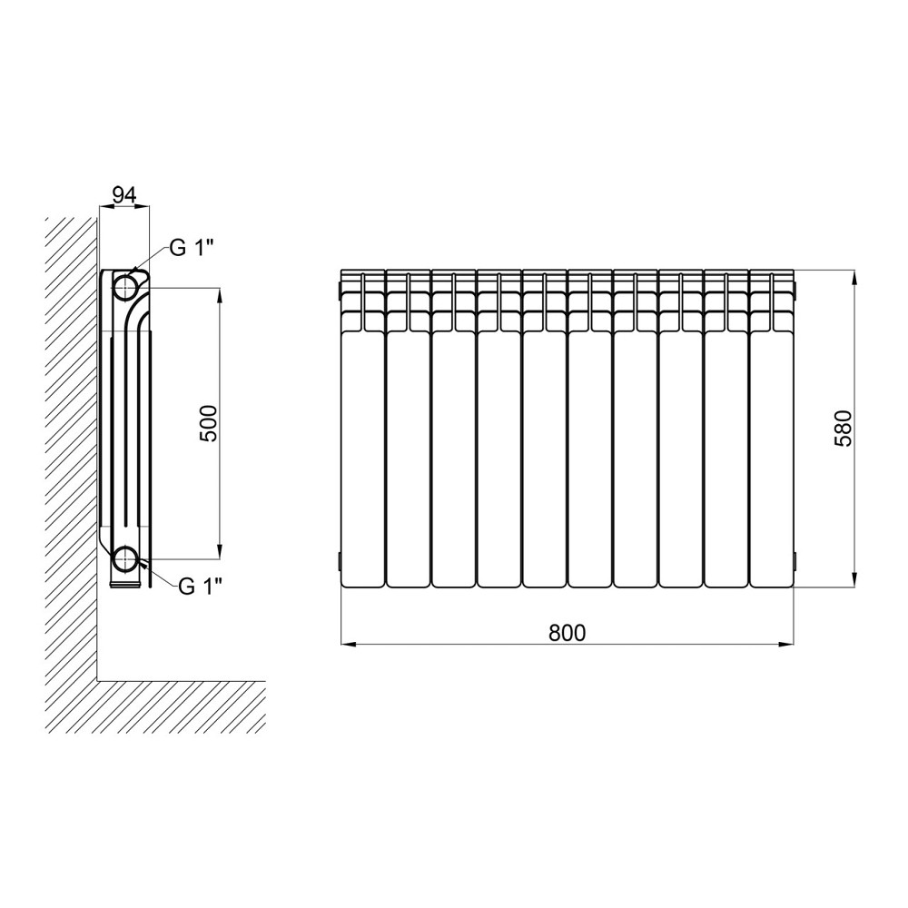 Радиатор алюминиевый Thermo Alliance All-Vulcan 500/96 1,05 кг Киев - изображение 2