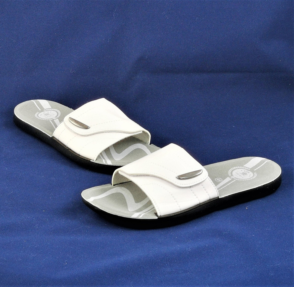 Мужские Шлёпанцы Тапочки Кожаные Белые Сланцы на Липучке (размеры: 45,46) Днепр - изображение 6