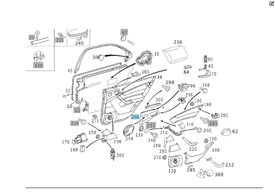 Mercedes-Benz  A2207308989 7211 Накладка блоку кнопок регулювання заднього сидіння на карті задніх лівих дверей колір антрацит S-class short W220 Одеса