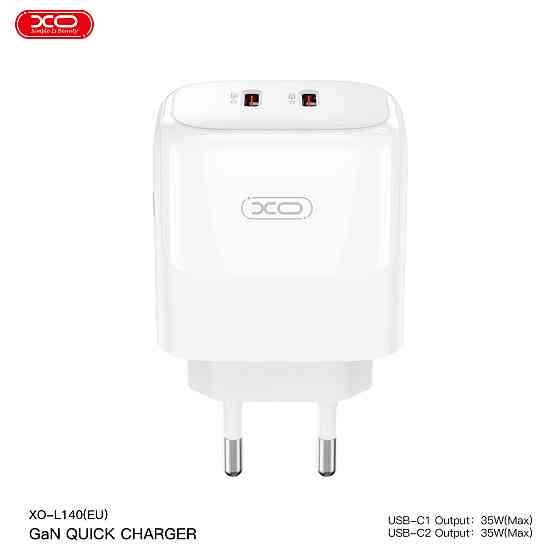 Мережевий зарядний пристрій XO L140 Dual C35W 2USB-C білий Львів