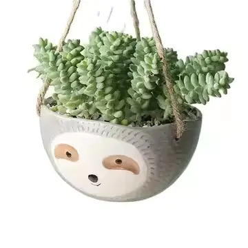 Підвісний квітковий горщик кашпо у вигляді Лінивця (Сірий) Київ