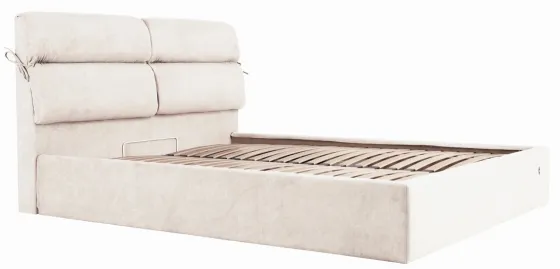 Ліжко Двоспальне Edinburgh Comfort 160 х 200 см Місті Milk З підйомним механізмом та нішою для білизни Бежевий Дніпро