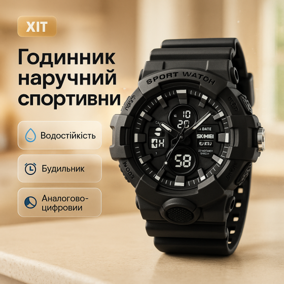 Наручний годинник з електронним механізмом SKMEI 2117BK, Водонепроникний електронний годинник CN-19 Львів