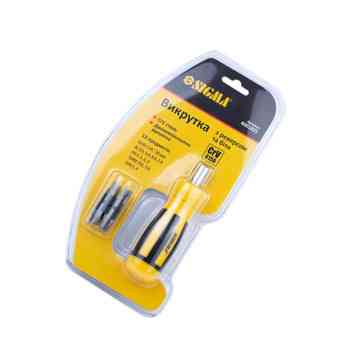 Отвертка с битами 12 шт CrV трещоточная (блистер) Мукачево