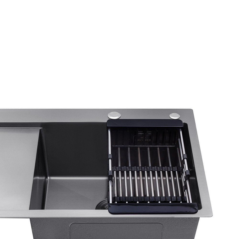 Кухонная мойка с нержавеющей стали Kroner KRP Schwarze - 78х49RHM PVD (3/1 мм) черная Киев - изображение 6